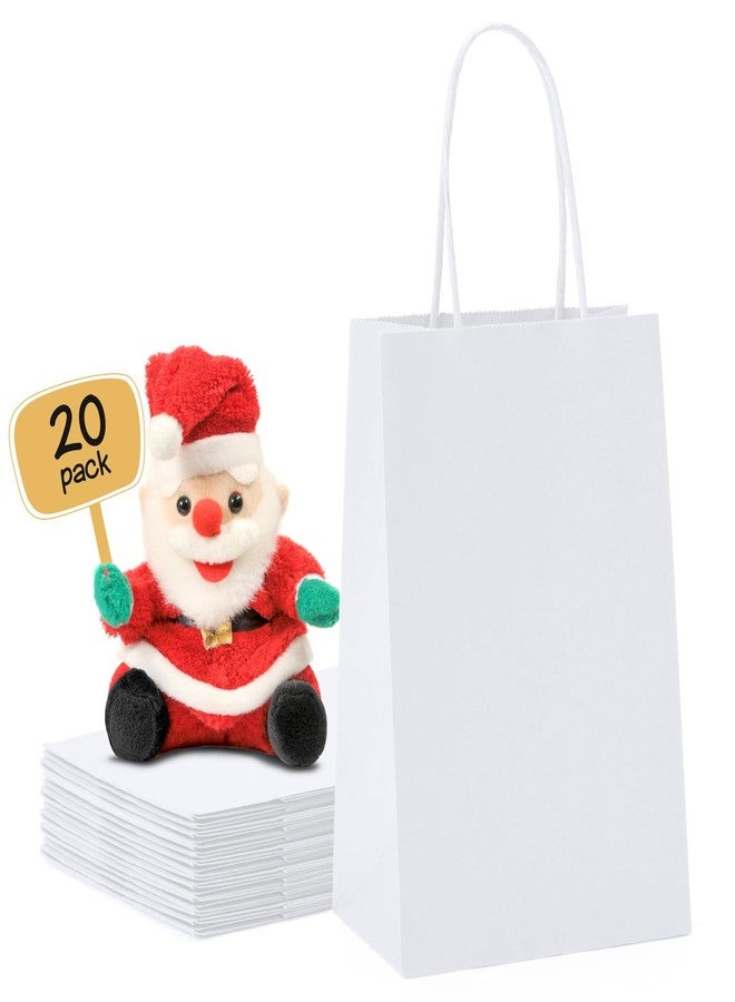 METRONIC White Paper Gift Bags 20Pcs 5.25x3.75x8 Inch, Kraft Paper Bags with Handles, Small Heavy Duty Bulk Gift Bag for Birthday Party Favors Shopping Retail Business - Image 1