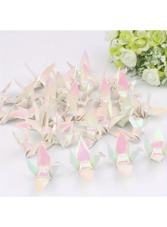 100 Pcs Pearl White Origami Square Paper Single Sided Craft DIY Multicolored Scrapbooking Paper 7cm - Image 1