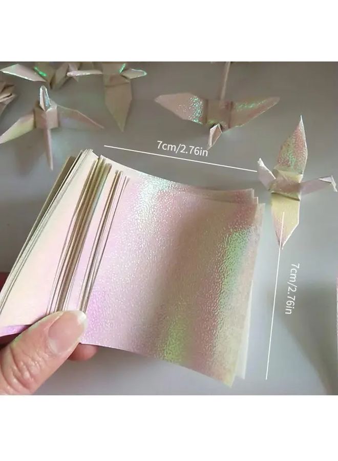 100 Pcs Pearl White Origami Square Paper Single Sided Craft DIY Multicolored Scrapbooking Paper 7cm - Image 3