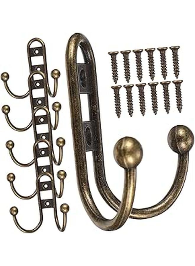هوكات حائطية قديمة الطراز من الحديد 6 قطع لتعليق المناشف في الحمام أو المطبخ أو على الأبواب - Image 1