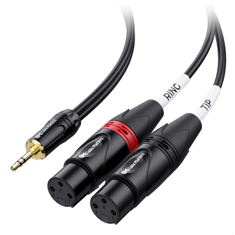 Cable Matters 3.5mm 1/8 Inch TRS to 2 XLR Cable 6 ft, Male to Female Aux to Dual XLR Breakout Cable - Image 1