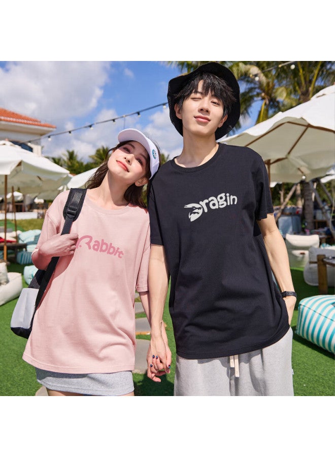 Tonlion Couple's Floral Print Short-sleeve T-shirt, Men's Style/black, Size L - Image 2