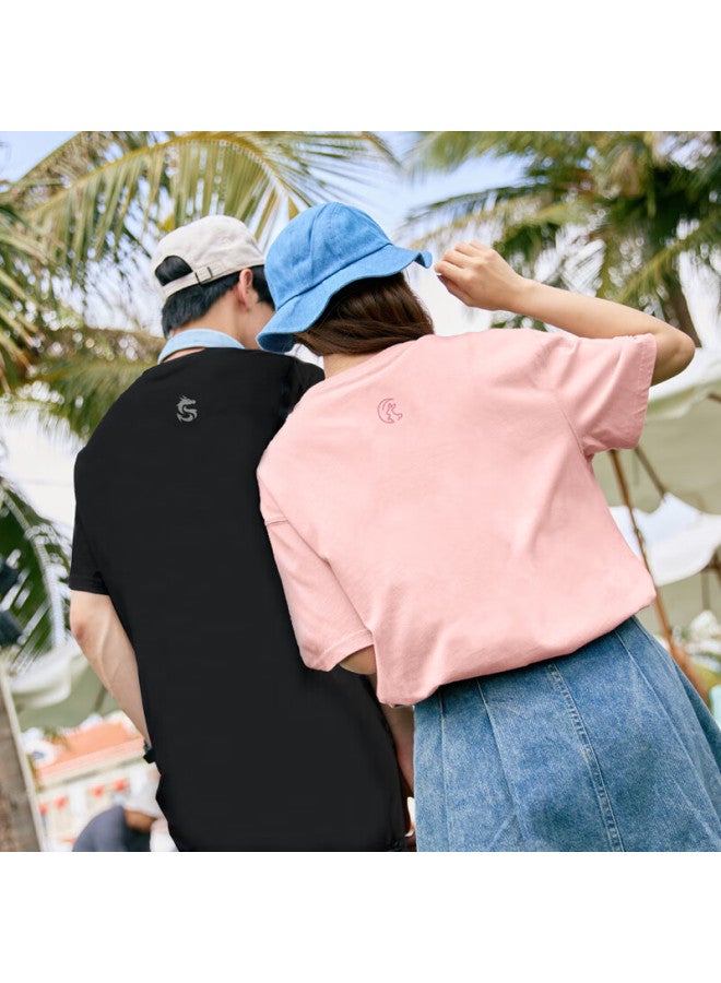 Tonlion Couple's Floral Print Short-sleeve T-shirt, Men's Style/black, Size L - Image 5
