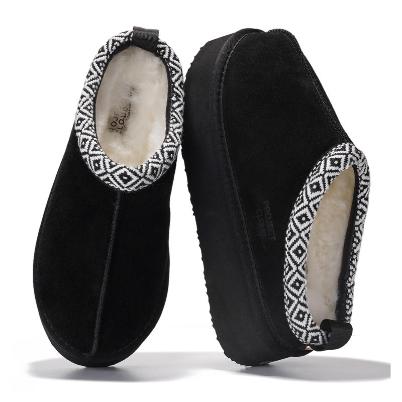 Project Cloud 100% Genuine Leather Platform Slippers for Women â€“ Soft Memory Foam Womens Slippers & Supportive Clogs for Women 2026 â€“ Cozy, Stylish Everyday Footwear (Sayre, BLK, 8.5) - Image 1