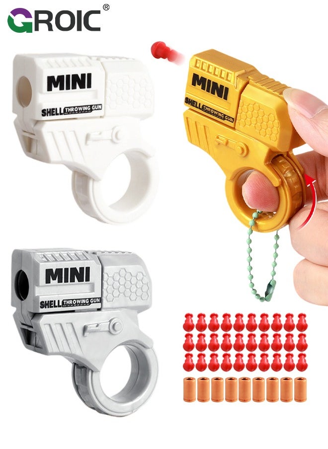 GROIC 3 Pcs Finger Toy Gun, Cool Toy Stress Relief Toys, Mini Gun Fidget Slider Short Range Shooting Game Toy Gun Shell Ejecting Toy Gun Gift for Kids & Aldults  - Image 1