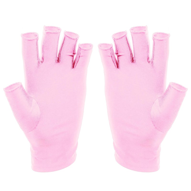 SUNUV UV Gloves for Gel Manicures, Professional UPF 50+ Anti UV Gloves for Gel Nail Lamp, Nail Techs Pink - Image 1