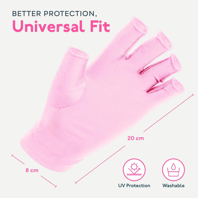 SUNUV UV Gloves for Gel Manicures, Professional UPF 50+ Anti UV Gloves for Gel Nail Lamp, Nail Techs Pink - Image 3