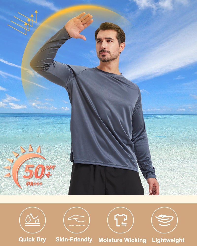 BOOJO Long Sleeve Shirts for Men - Quick Dry Moisture Wicking UV UPF Sun Protection T-Shirts for Fishing Workout Swim A-Black - Image 4