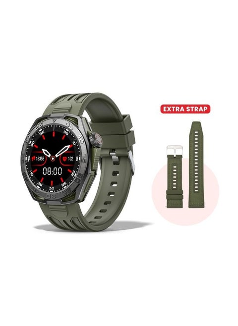 TELUX VITAL Smart Calling Watch with 1.43” AMOLED Display & AI Voice Assistant, Heart Rate & BP Monitoring, Sleep Tracking, 100+ Modes, IP68 Waterproof, 10-Day Battery, Android & iOS Ap (Green)