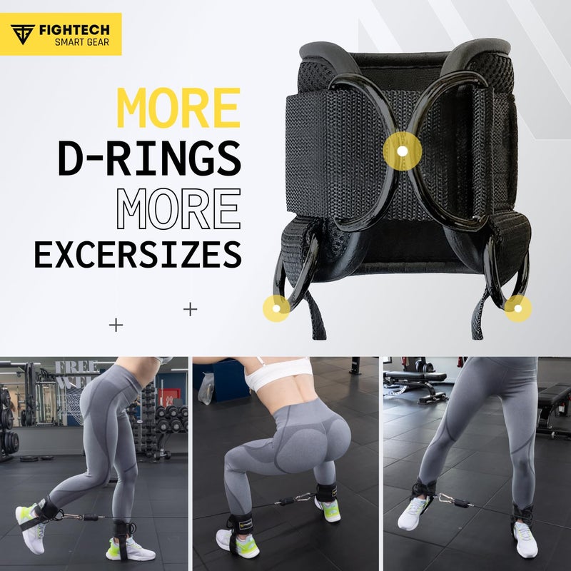 FIGHTECH Ankle Straps Cable Machine Attachment for Gym - Cable Kickback Ankle Straps - Padded Ankle Cuffs for Glute Kickbacks and Leg Workouts (Black PRO) - Image 3
