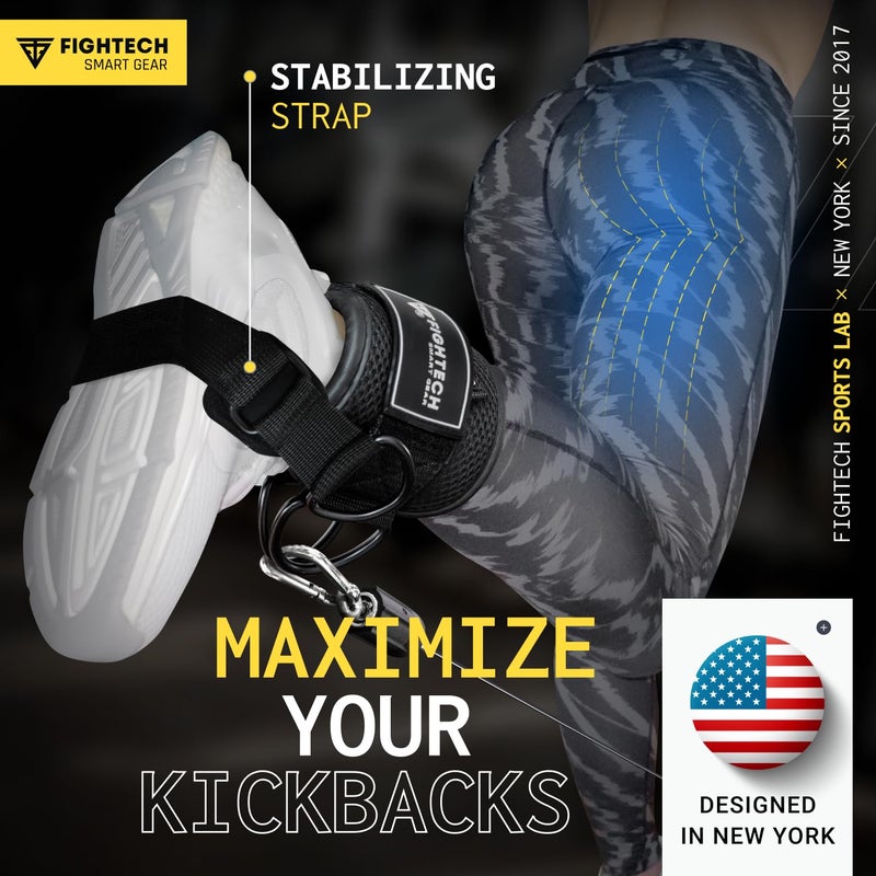 FIGHTECH Ankle Straps Cable Machine Attachment for Gym - Cable Kickback Ankle Straps - Padded Ankle Cuffs for Glute Kickbacks and Leg Workouts (Black PRO) - Image 5