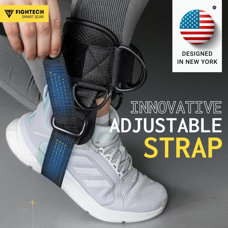 FIGHTECH Ankle Straps Cable Machine Attachment for Gym - Cable Kickback Ankle Straps - Padded Ankle Cuffs for Glute Kickbacks and Leg Workouts (Black PRO) - Image 2