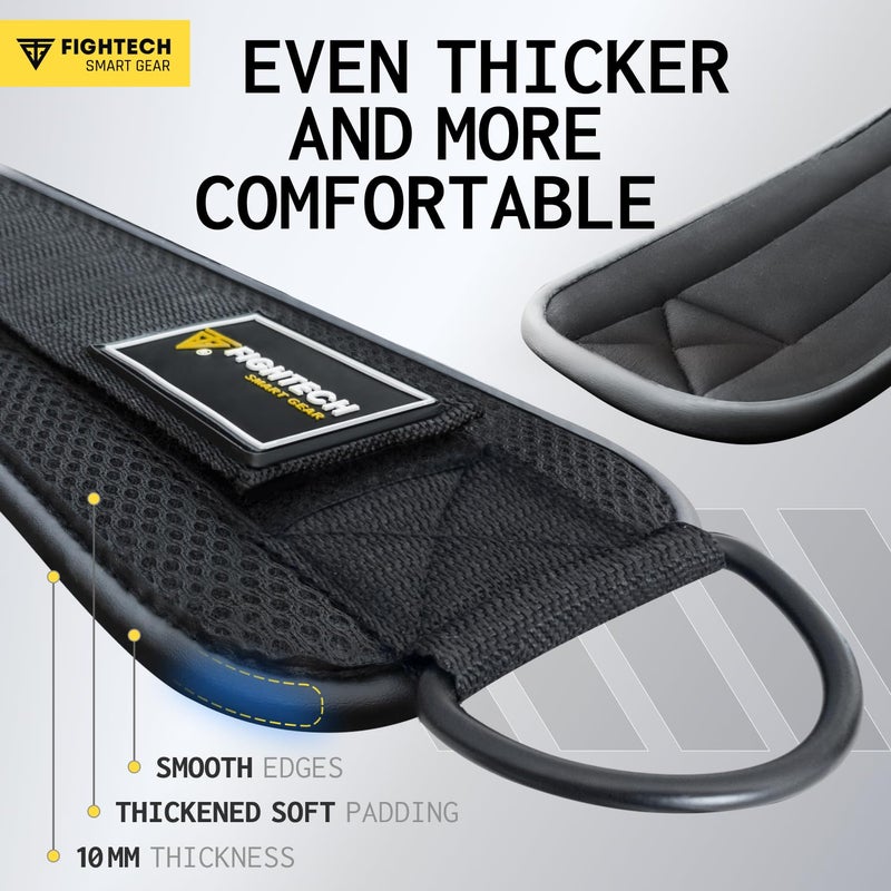 FIGHTECH Ankle Straps Cable Machine Attachment for Gym - Cable Kickback Ankle Straps - Padded Ankle Cuffs for Glute Kickbacks and Leg Workouts (Black PRO) - Image 4