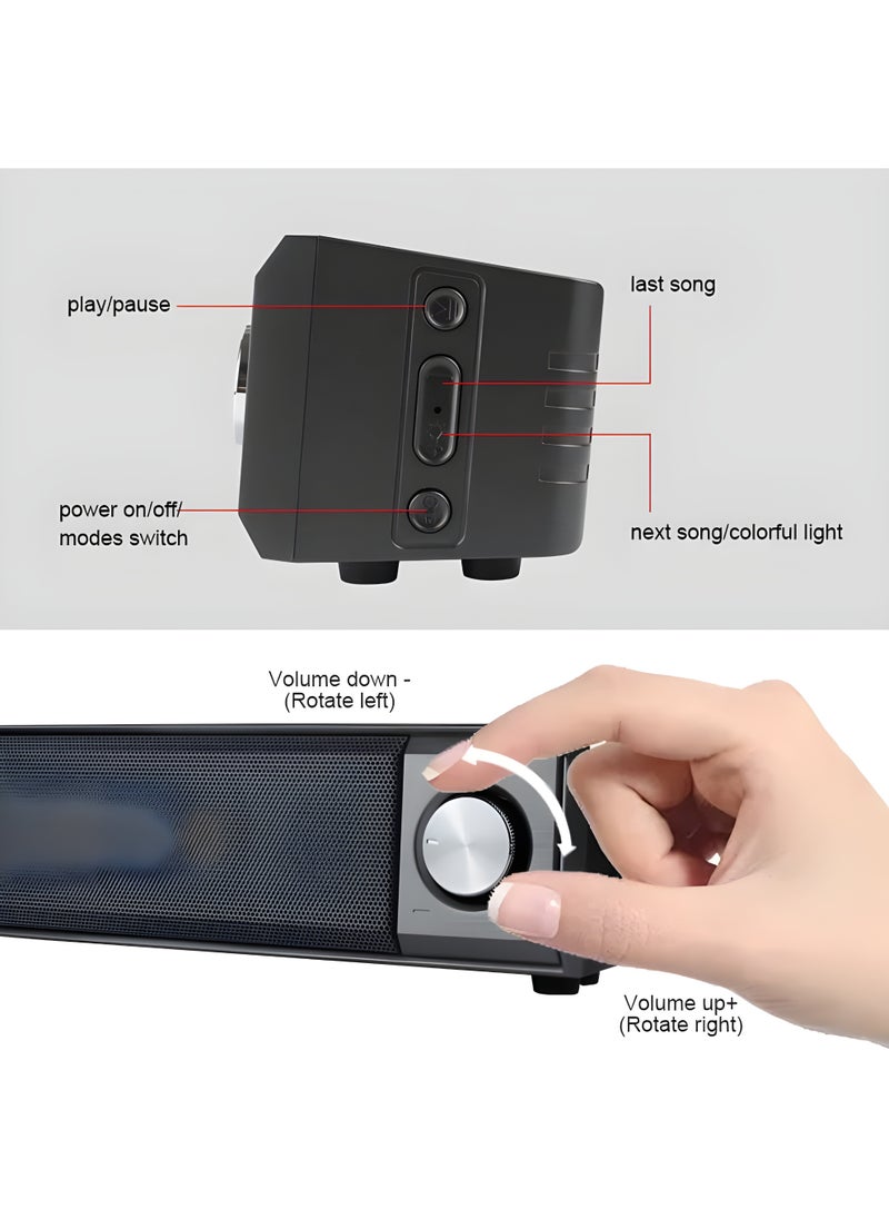كيسونلي - سبيكر بلوتوث 10واط كيسونلي LED-909  بإضاءة ملونة وبطارية 1200mAh يدعم AUX وUSB وTF card وU disk –تشغيل حتي 5 ساعات – أسود - Image 1
