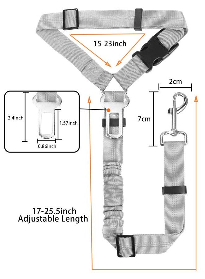 YAODHAOD YAOHDAO Dog Seat Belt Harness for Car, Restraint Adjustable with Elastic Bungee Buffer Headrest for Vehicle, 360° Swivel Carabiner Nylon Pet Safety Seat Belts Heavy Duty Car Harness for Dogs (Grey) - Image 5