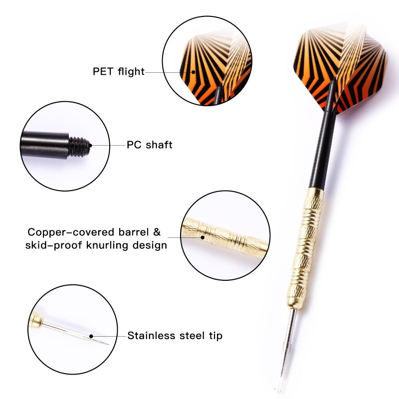 MaxMau 18 pcs Steel Tip Darts Set for Dartboard Metal Point PVC Dart Flights - Image 3