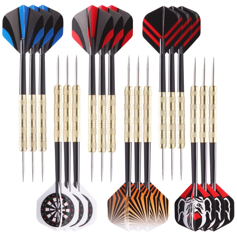 MaxMau 18 pcs Steel Tip Darts Set for Dartboard Metal Point PVC Dart Flights - Image 1