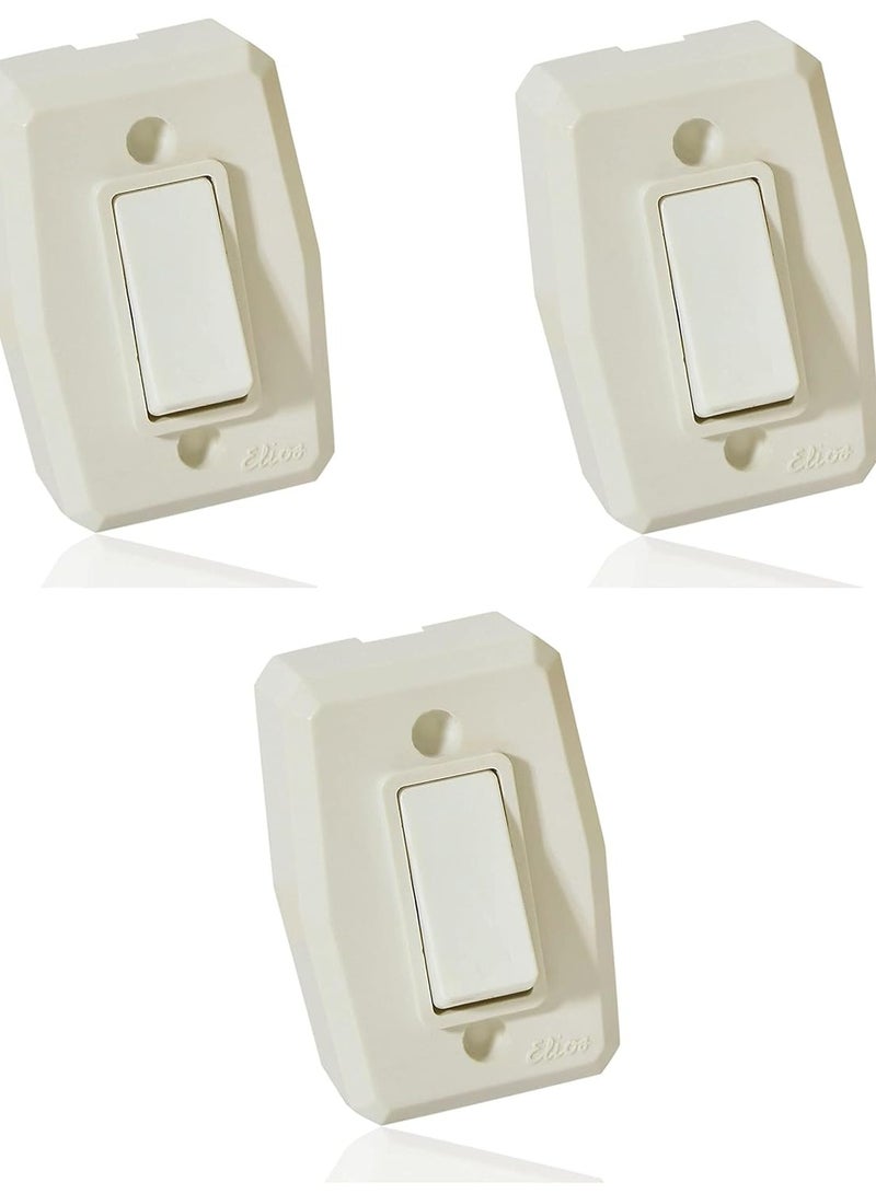 مفتاح كهرباء خارج الحائط 10 أمبير - ممتاز لجميع إستخدامات الإضاءة وجميع إستخدامات الكهرباء الخفيفة داخل وخارج المنزل (3 قطع )