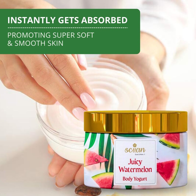 SCIIAN Body Yogurt-Watermelon (200ml) | Body Yogurt for Women & Men | Oil Free Moisturizer | Body Butter for Deep Hydration & Nourish Skin with Vitamin E | Body Cream for 48hrs Moisturization - Image 4