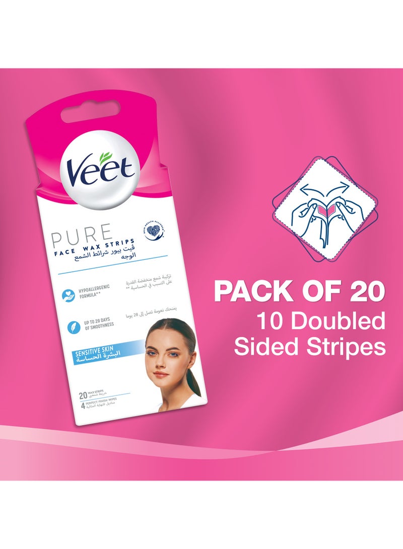 Veet شرائح شمع إزالة الشعر للوجه النقي للبشرة الحساسة - Image 3