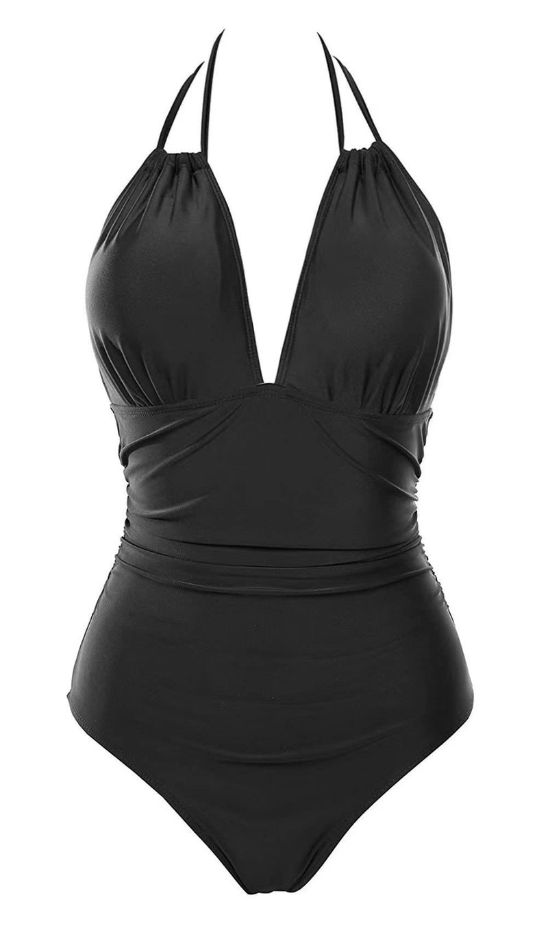 B2prity Women's Slimming One Piece Swimsuits Tummy Control Bathing Suit Halter Swimwear for Big Busted Curvy Woman A-Black - Image 5
