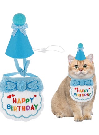 2 PCS Pet Dog Cat Birthday Hat Scarf Set, Pet Costumes Headwear Accessories, Pet Birthday Party Supplies,Suitable for Girls Boys Pet Cat Dog (Blue) - pzsku/ZEE861EDDE15DFEE7E669Z/45/_/1716970594/ee310ba7-dc17-4969-a94d-73540181dc43