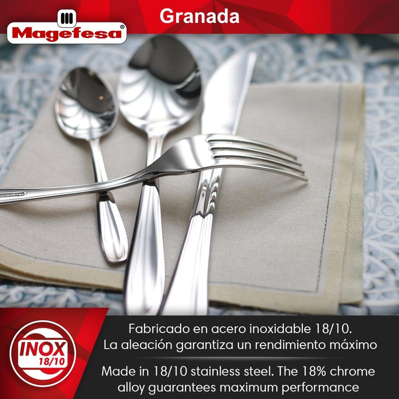 Magefesa MAGEFESA Granada 24Piece Silverware Set  Premium 1810 Stainless Steel Flatware for 6 Elegant  Durable GiftReady Blue Box Included - Image 2
