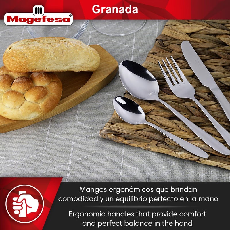 Magefesa MAGEFESA Granada 24Piece Silverware Set  Premium 1810 Stainless Steel Flatware for 6 Elegant  Durable GiftReady Blue Box Included - Image 5