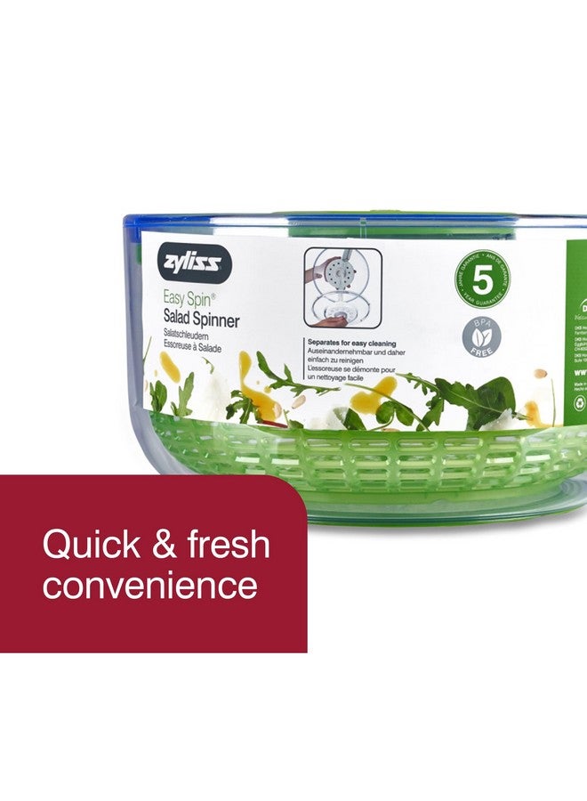ZYLISS Easy Spin Salad Spinner, Large, Green, BPA Free - Image 2