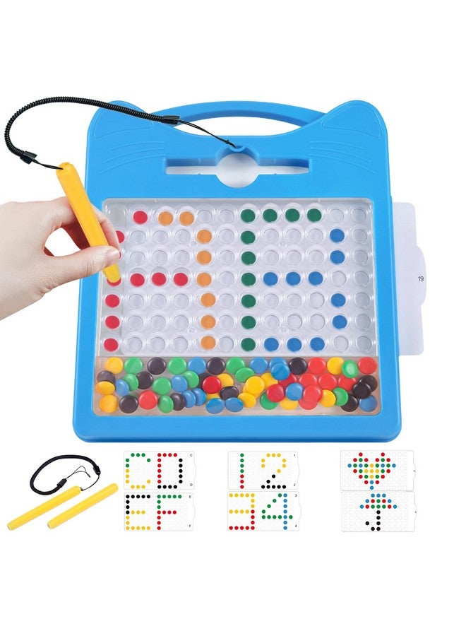 Svance Magnetic Letters And Numbers Set For Toddlers - Magnet Drawing Doodle Board With Beads And 2 Pens, Magnetic Dot Art, Preschool Learning Abc Math For 3 4 5 Years Old Girls Boys,Blue - Image 1