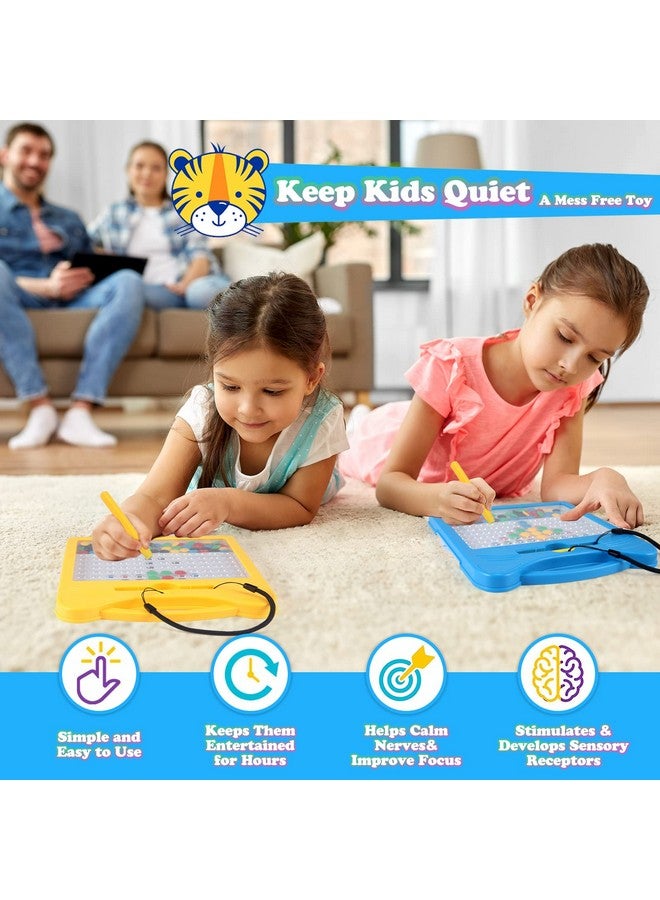 Svance Magnetic Letters And Numbers Set For Toddlers - Magnet Drawing Doodle Board With Beads And 2 Pens, Magnetic Dot Art, Preschool Learning Abc Math For 3 4 5 Years Old Girls Boys,Blue - Image 5