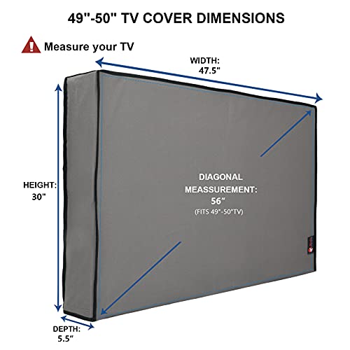 iBirdie Outdoor TV Cover 48 to 50 inch Weatherproof, Cover Size 47.5''L x 30''H, Waterproof for Outside Flat Screen 48 to 50 inch TV, Grey, 600D Thick Fabric Screen Protector with Bottom - Image 2