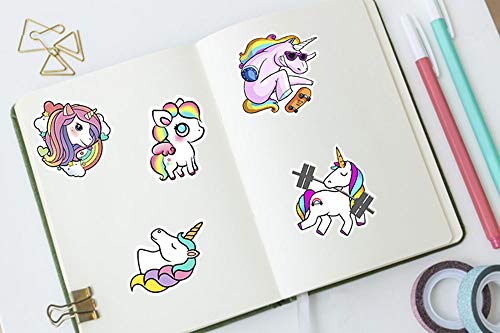 RORANIC Cute Unicorn Stickers for Girls,50Pcs Reusable Matte Waterproof Vinyl Unicorn Sticker for Water Bottles,Colorful Aesthetic Rainbow Unicorn Stickers for Cups,Flask,Laptop,Phone,Bike,Skateboard - Image 5