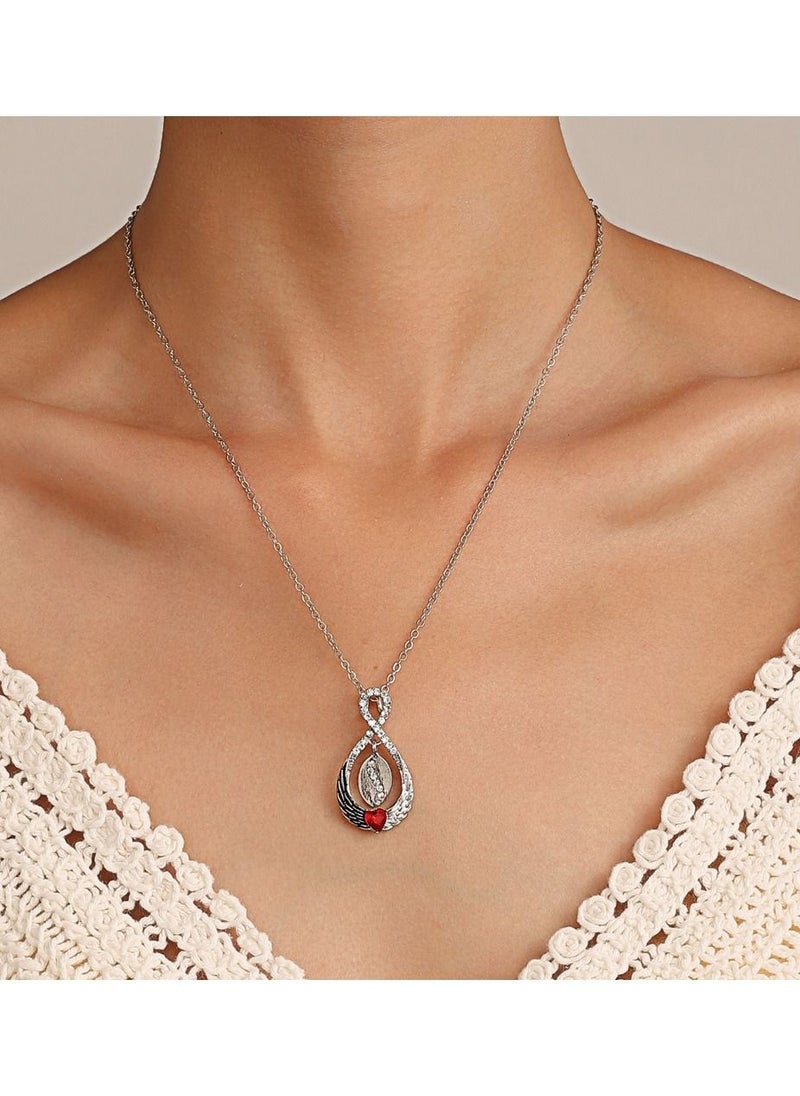Satinior - Black and White Wings Series Zircon Heart Necklace - Image 1