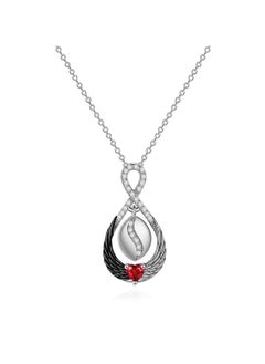 Black and White Wings Series Zircon Heart Necklace