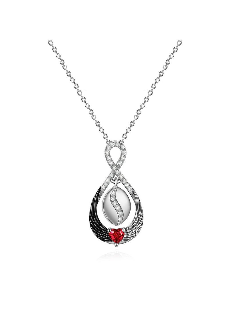 Satinior - Black and White Wings Series Zircon Heart Necklace - Image 1