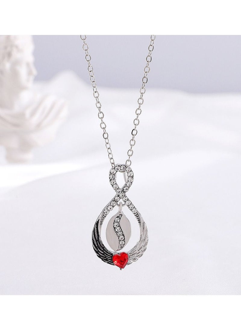 Satinior - Black and White Wings Series Zircon Heart Necklace - Image 1