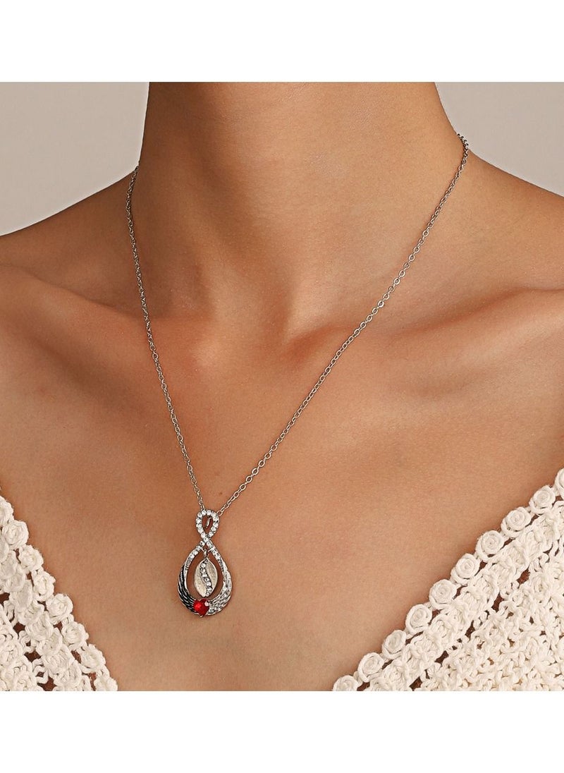 Satinior - Black and White Wings Series Zircon Heart Necklace - Image 1