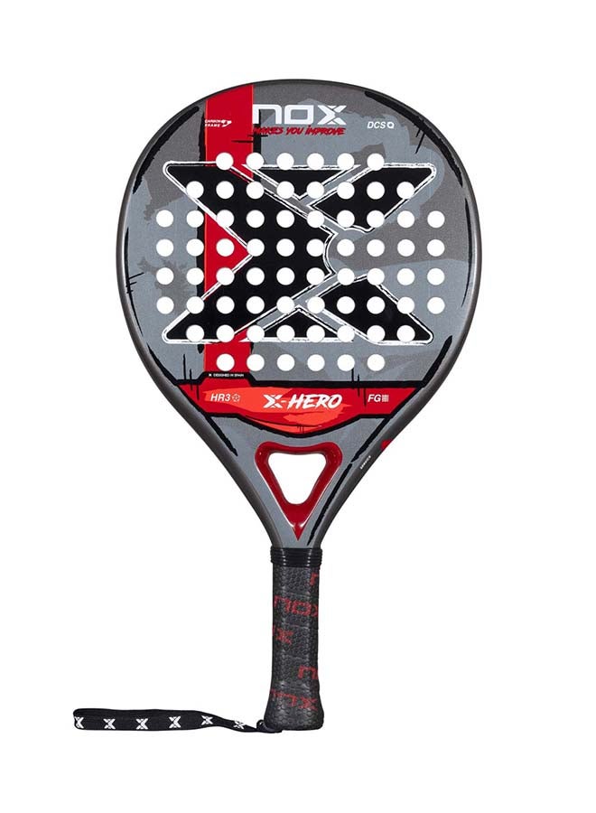 NOX مضرب باديل X-Hero – مقاس قبضة 4 إنش، خفيف الوزن، شكل دائري، تحكم ناعم للمبتدئين واللاعبين المتوسطين، أحمر - Image 1