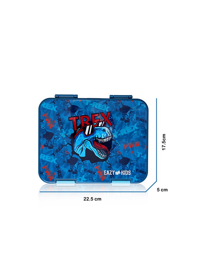 Eazy Kids - Personalized 6 & 4 Convertible Bento Lunch Box with Sandwich Cutter Set - T-Rex Blue - Image 5