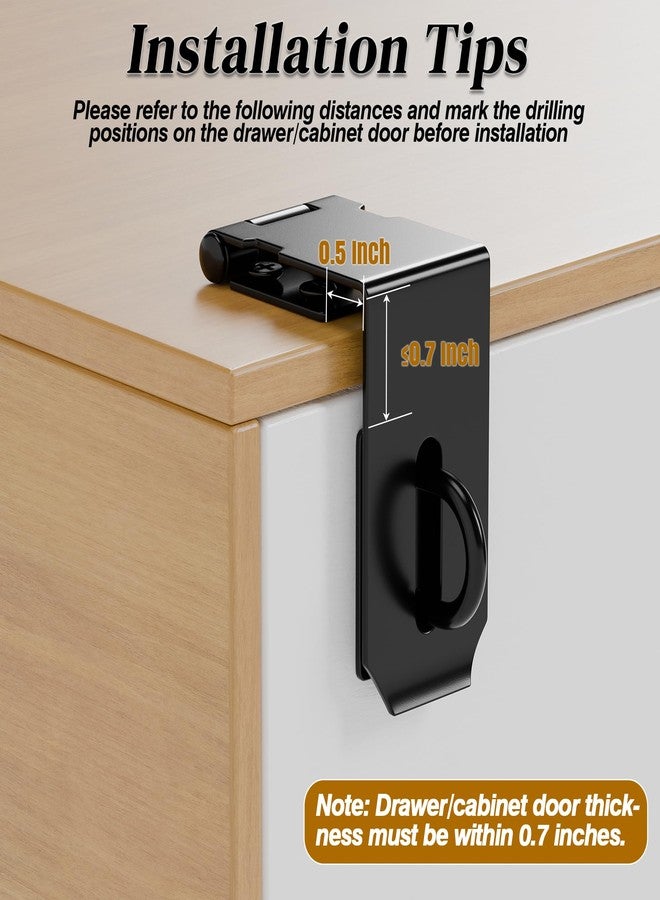 KIMIWISE 90 Degree Door Hasp Latch, 5In 1Pack, Black - Image 4