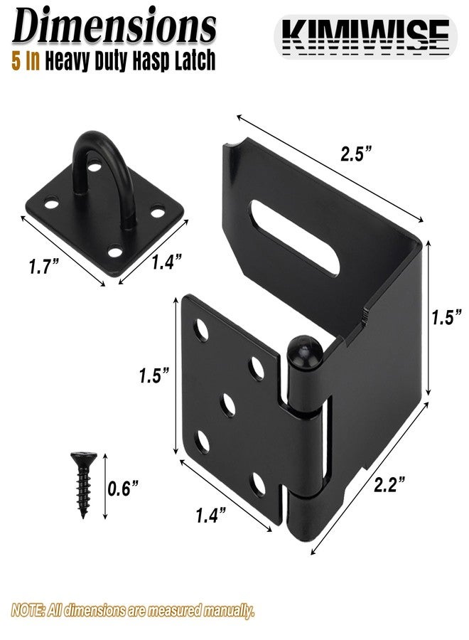KIMIWISE 90 Degree Door Hasp Latch, 5In 1Pack, Black - Image 2