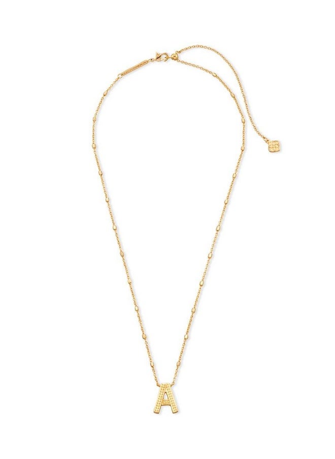 Kendra Scott Kendra Scott Letter A Pendant Necklace for Women, Fashion Jewelry, 14k Gold-Plated Brass, Gold Metal, Letter A  - Image 1