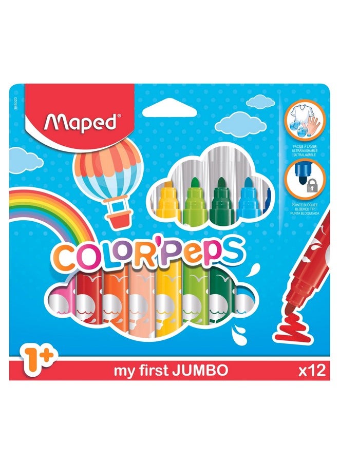 Maped Maped Large Tip Washable Felt Marker Set - Pack of 12  - Image 1