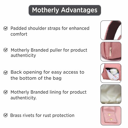 Motherly Everyday Diaper Bag for Mothers for Travel, Maternity Bag for Newborn Baby, Mother Travelling Bag, Multiple Pocket Water Resistant Hospital Bag for Moms (Pink) - Image 3