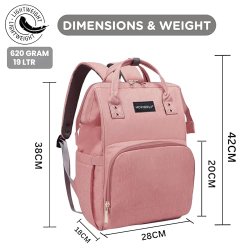 Motherly Everyday Diaper Bag for Mothers for Travel, Maternity Bag for Newborn Baby, Mother Travelling Bag, Multiple Pocket Water Resistant Hospital Bag for Moms (Pink) - Image 4