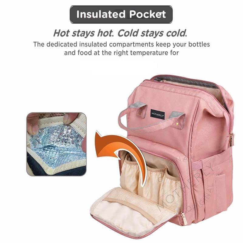 Motherly Everyday Diaper Bag for Mothers for Travel, Maternity Bag for Newborn Baby, Mother Travelling Bag, Multiple Pocket Water Resistant Hospital Bag for Moms (Pink) - Image 5