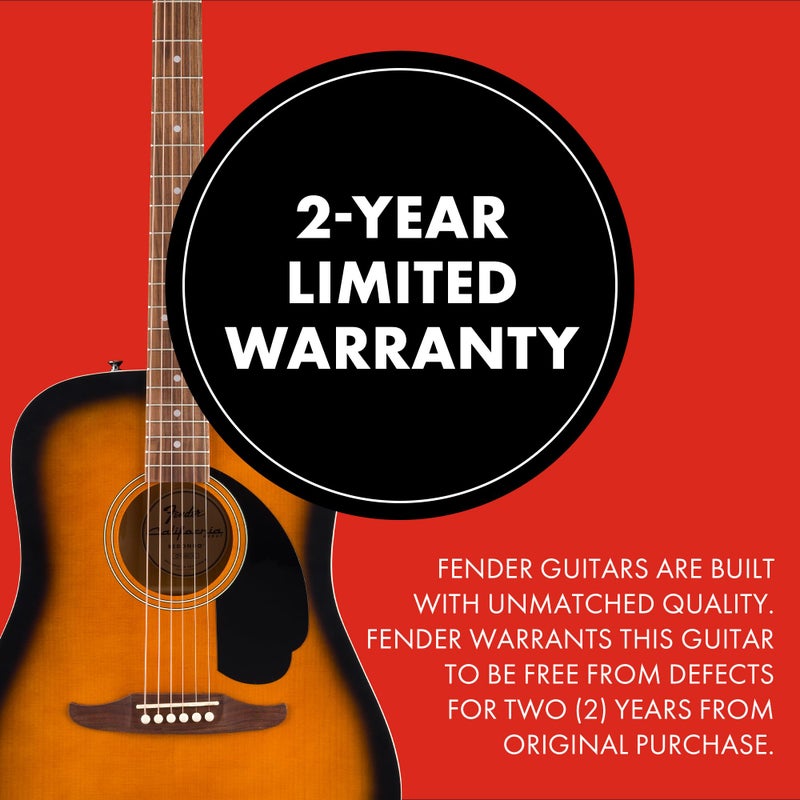 Fender California Debut Redondo Series Acoustic Guitar, Beginner Guitar, 2-Year Warranty, 2-Tone Sunburst - Image 4