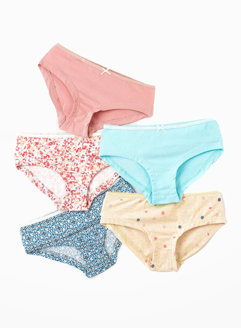 Jelliene 5 Pack Girls Briefs 95% Cotton 5% Elastane, Soft and Comfortable Underwear for Girls