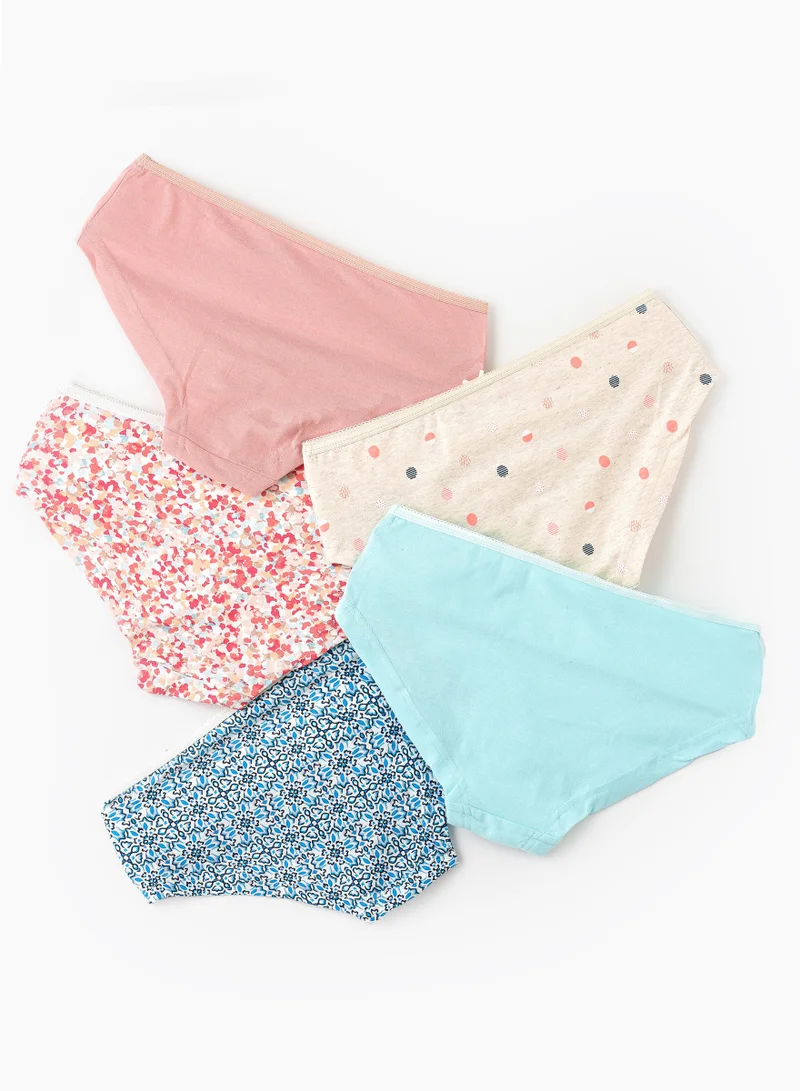 Jelliene 5 Pack Girls Briefs 95% Cotton 5% Elastane, Soft and Comfortable Underwear for Girls